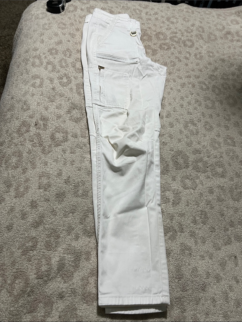 White House Black Market Slim Ankle Cargo Pants in White